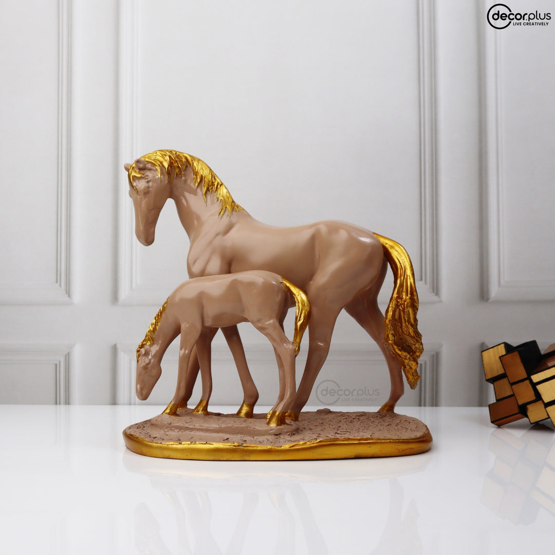 Majestic Horse Showpiece with Foal