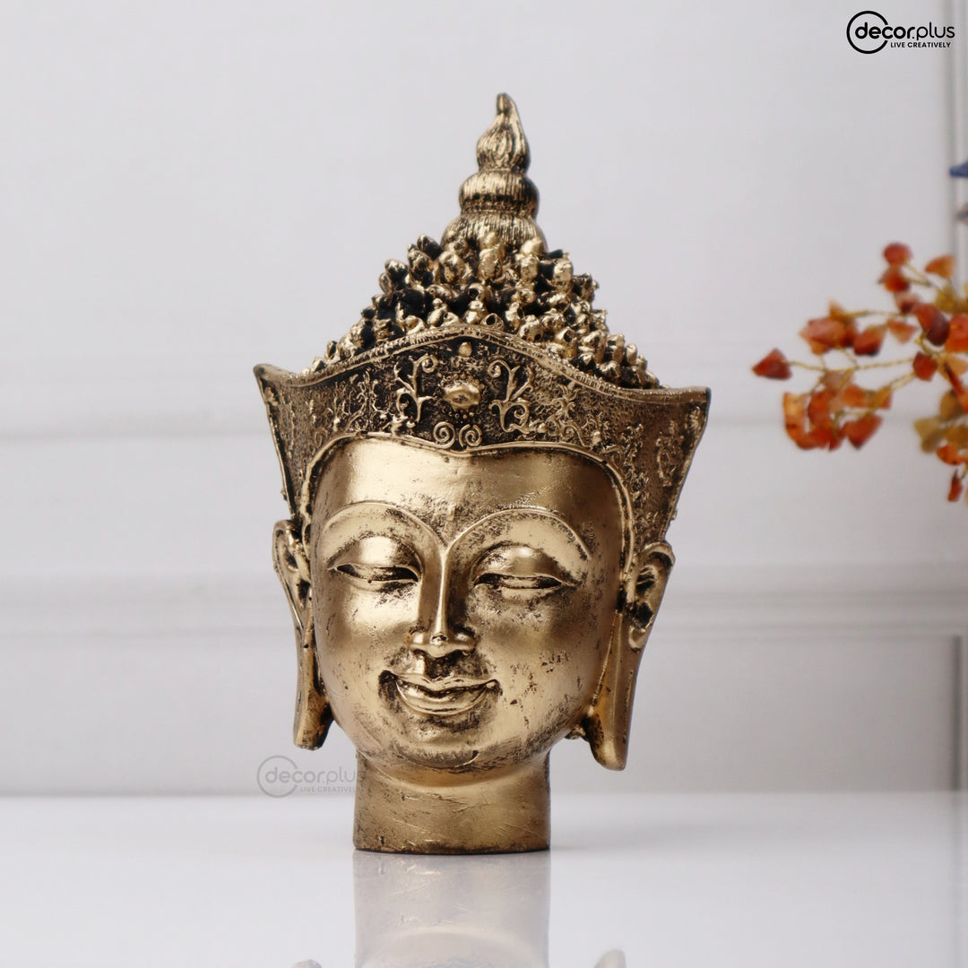 Divine Introspective Buddha Head Decorative Showpiece