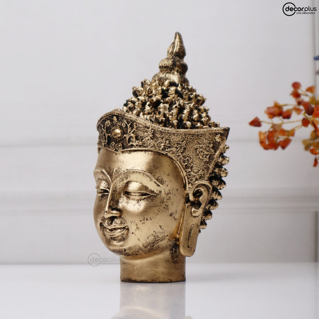 Divine Introspective Buddha Head Decorative Showpiece