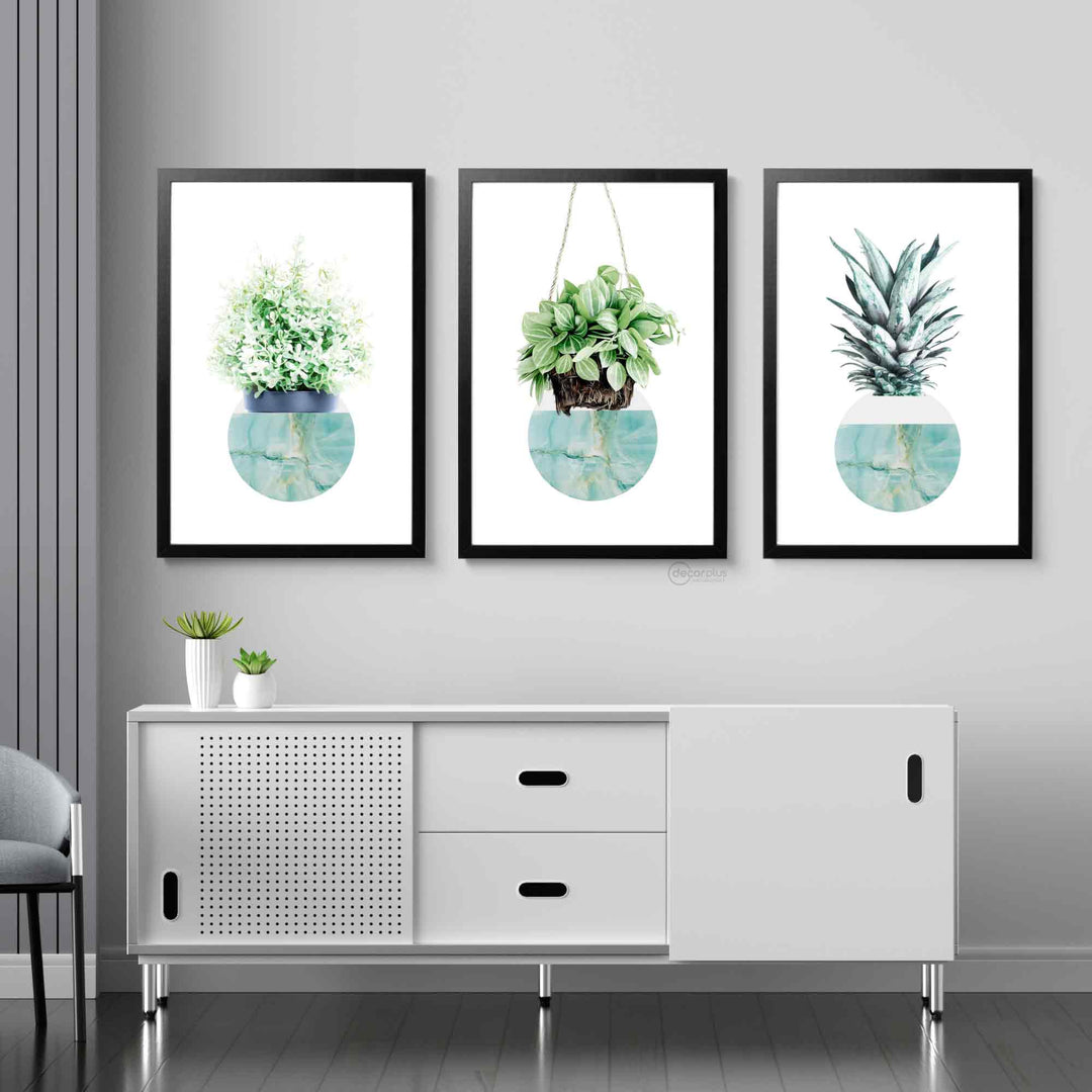 Plants Pot Wall Frame Set of 3