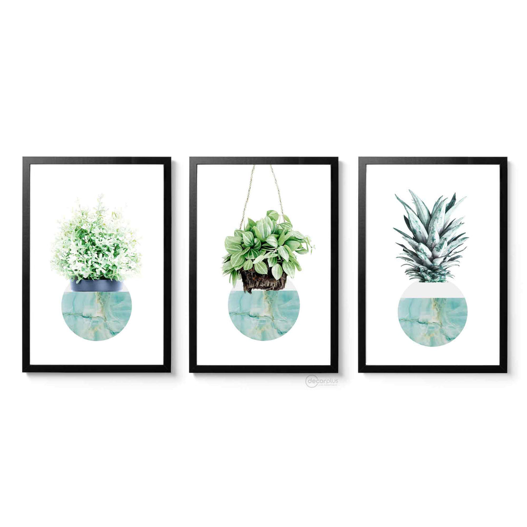 Plants Pot Wall Frame Set of 3