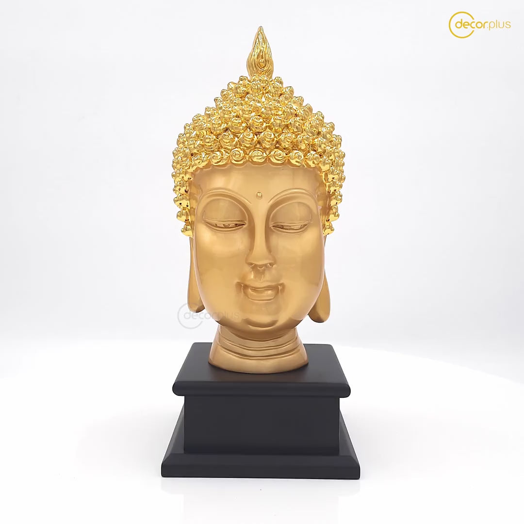 Golden Meditative Buddha Head Showpiece Premium