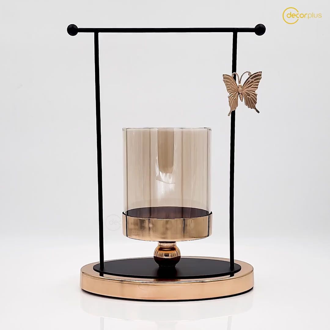 European Black & Gold Butterfly Candleholder