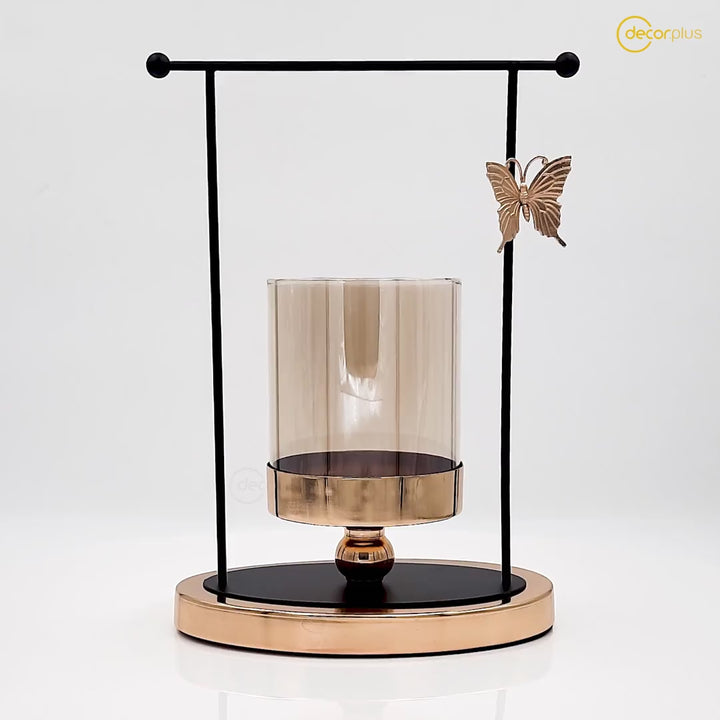 European Black & Gold Butterfly Candleholder