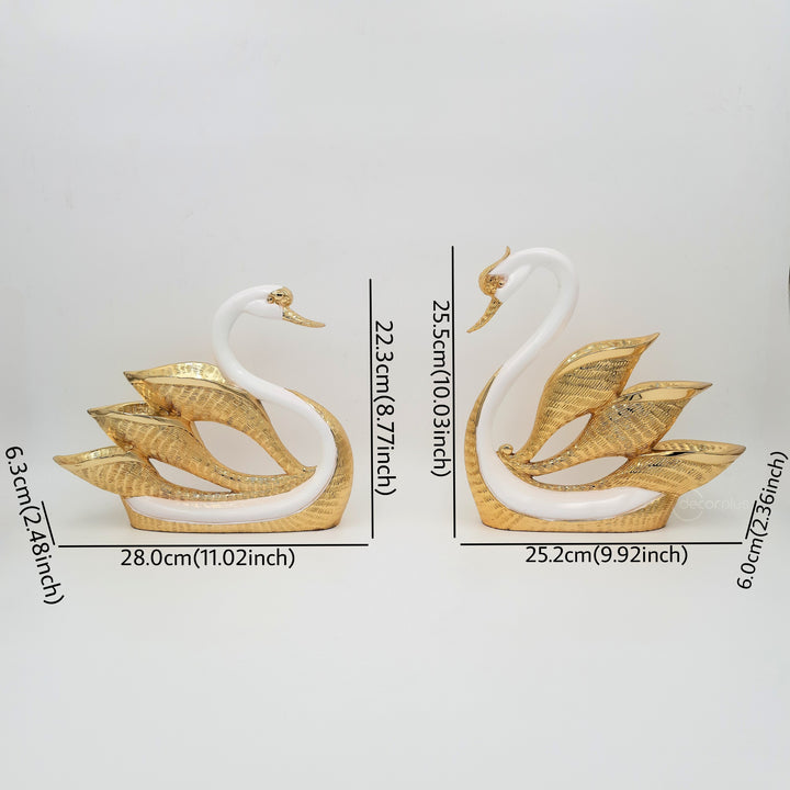 Aesthetic Premium Golden Couple Swan Showpiece