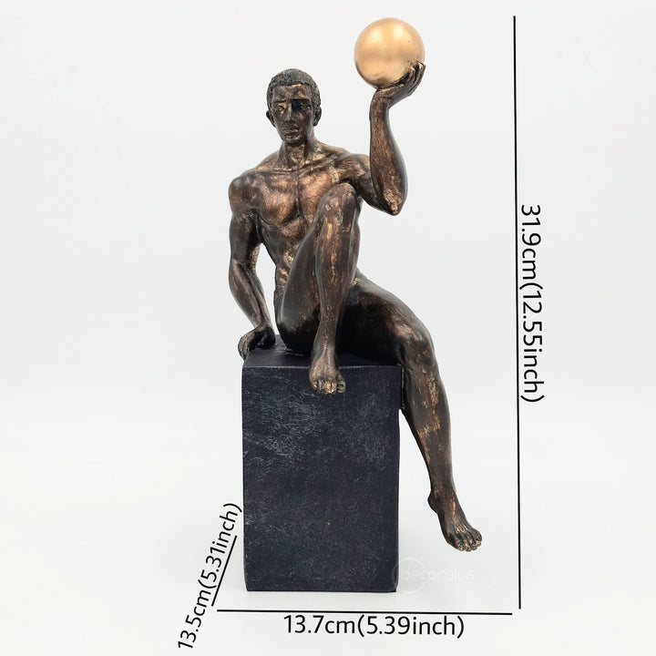 The Black Gold Athlete Statue Sculpture Ancient Gold Color