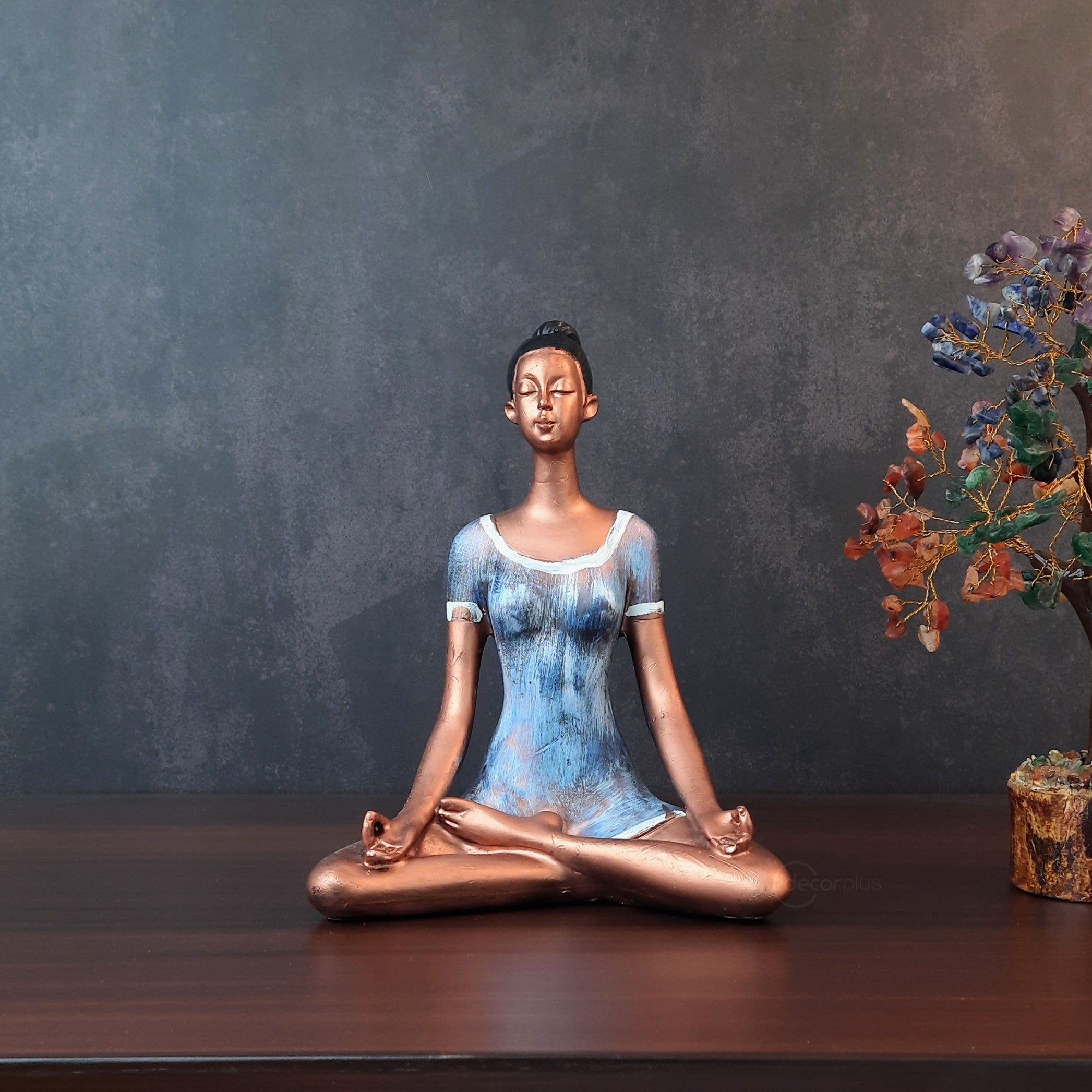 Buy Tansha Quo Fire Log Pose Yoga Figurine Yoga Lady Sitting On The Ball,  23.1Cm, Multicolor online