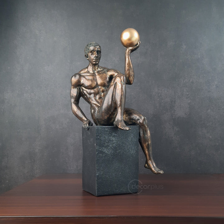 The Black Gold Athlete Statue Sculpture Ancient Gold Color