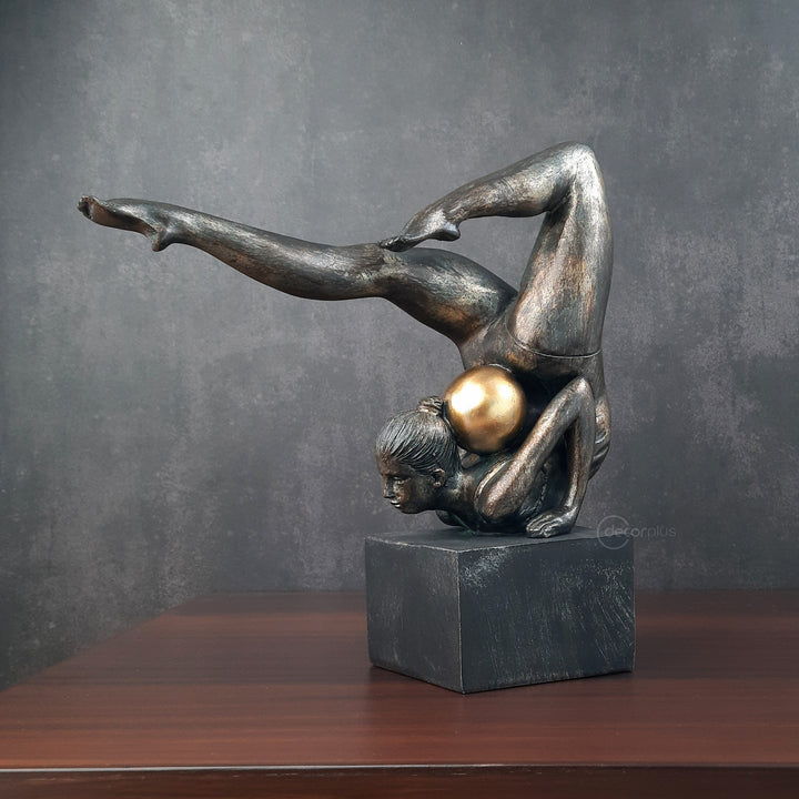 Rhythmic Gymnastics Lady Play Ball Antique Finish Sculpture