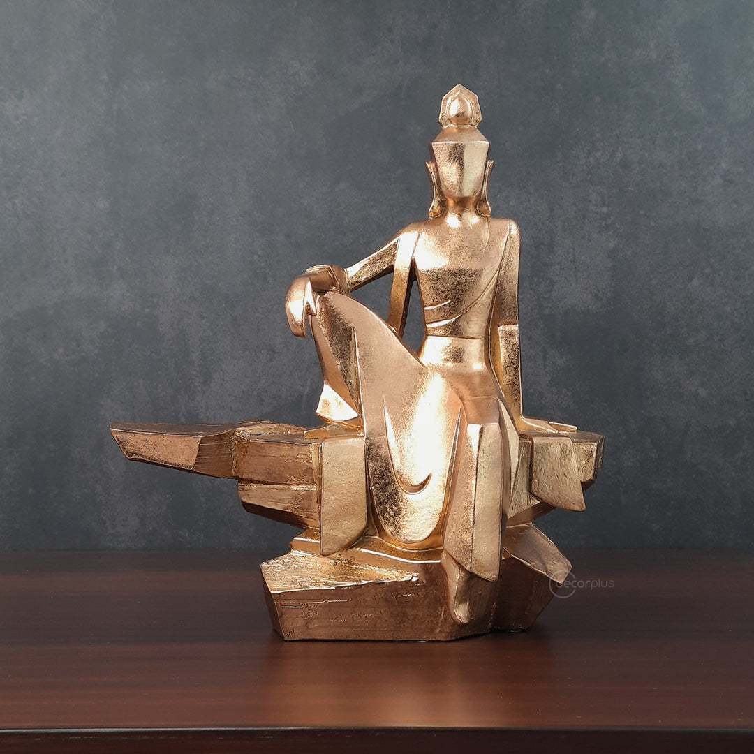 Buddha Geometrical Sculpture Gold Finish